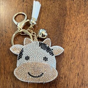 Sparkly Cow Keychain with Tassel